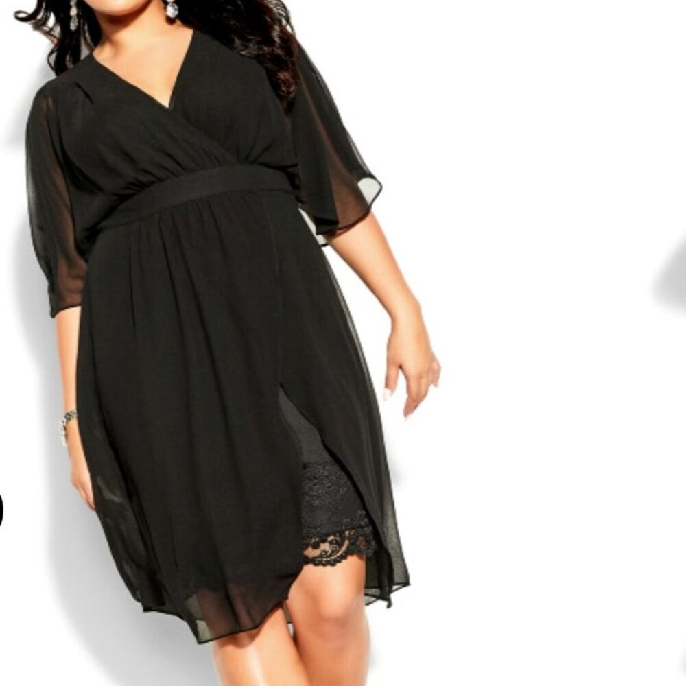 City Chic Love Affair Black Dress Size M 18 NWT